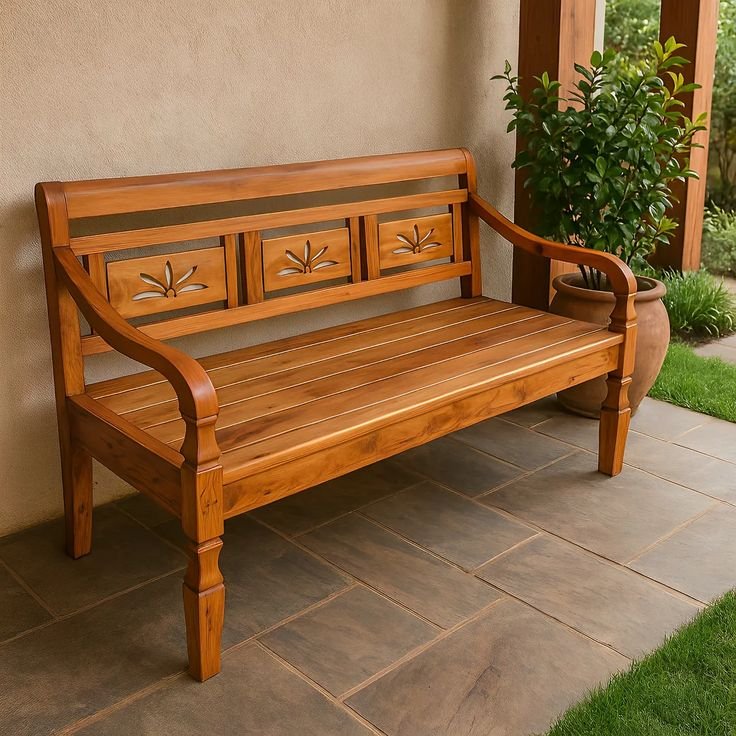 Teakwood bench with back comfort